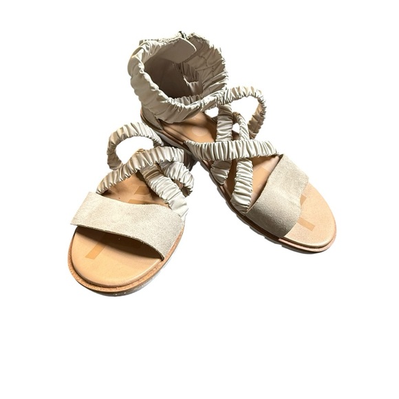 Sorel Shoes - Sorel Ella II Ankle Wrap Sandals Ruchad Elastic Straps Taupe Size &